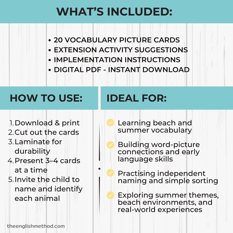 At the Beach Vocabulary Picture Cards | Real Photos | Montessori ...