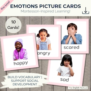 Tarjetas ilustradas de emociones / Aprendizaje socioemocional temprano / Desarrollo de la inteligencia emocional / EYFS EQ