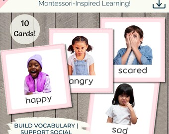 Cartões com imagens de emoções | Aprendizagem socioemocional precoce | Desenvolvimento da inteligência emocional | Educação infantil e pré-escolar