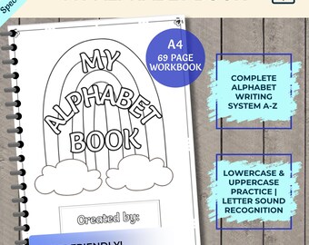 My Alphabet Book | A-Z | Complete Lowercase to Uppercase | Preschool Writing