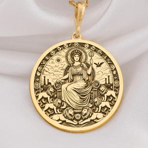 14K Gold Rhea Goddess Necklace, Sterling Silver Greek Mythology Pendant, Ancient Greek Jewelry, Goddess Rhea Jewelry for Women