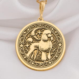 14K Gold Poodle Pendant, Sterling Silver Dog Necklace, Pet Lover Medallion, Animal Jewelry, Custom Dog Coin Charm, Handmade Necklace Gift
