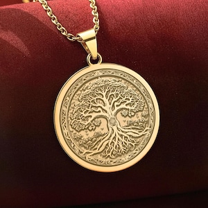 Tree Of Life Pendant Necklace: 14K Gold Yggdrasil Charm, Family Jewelry
