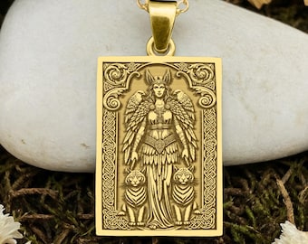 Norse Goddess Freya Necklace: Viking Seidr Witch Engraved Pendant