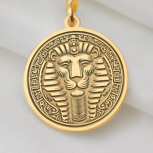 14K Solid Gold Sekhmet Necklace, Egyptian Lion Silver Pendant, Rose Gold Sekhmet Pendant, Sekhmet Healing Pendant, Sekhmet Necklace for Men