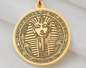 14K massief gouden hanger van Toetanchamon - Oude Egyptische faraoketting