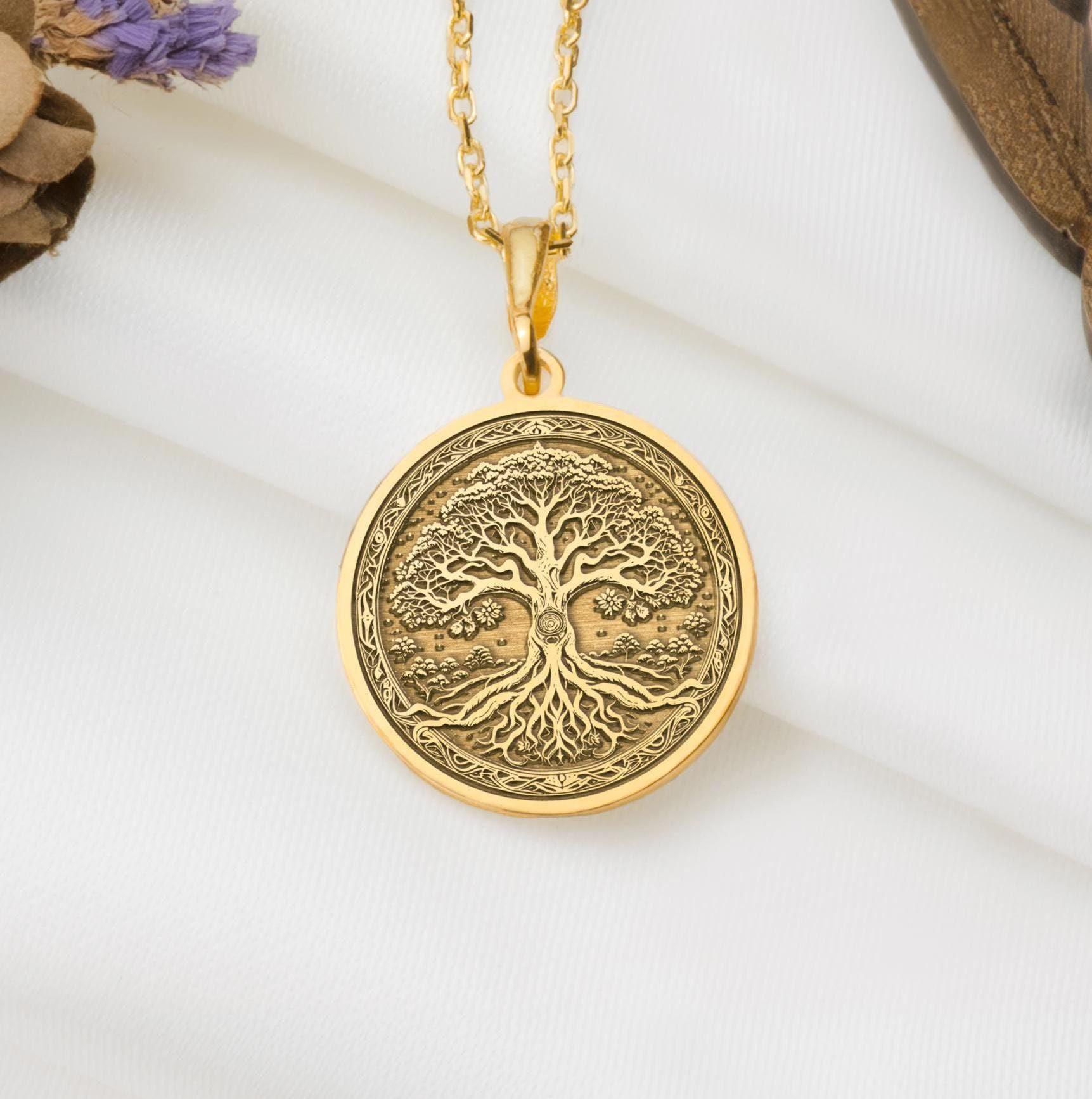 YAZILIND Baum Des Lebens Halskette Versilbert – 45 Cm, Anhänger 3x2,3 Cm, Schlichtes Schmuckstück