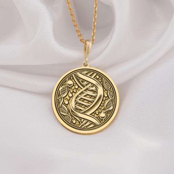 14K Gold DNA Necklace - Handmade Science Jewelry Gift