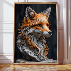 Red Fox Wall Art,Wildlife Animal Poster,Fox Bust Digital Print,Forest Animal Artwork,Woodland Decor,Rustic Fox Illustration, Cottagecore