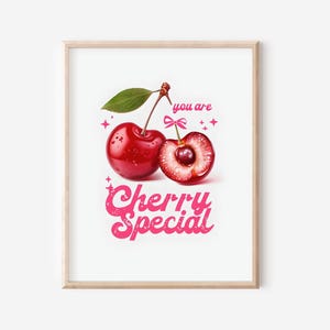 Cherry Wall Art,Kitchen and Bedroom Print,Trendy Wall Decor,Vintage Poster,Typography Art,Digital Download,Romantic Decor,Fruit Decor