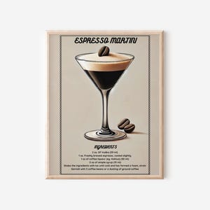 Espresso Martini Art Print,Bar Cart Decor Cocktail Poster,Party Signature Drink Sign,Trendy Wall,Minimalist Elegant Sophisticated,Home Bar
