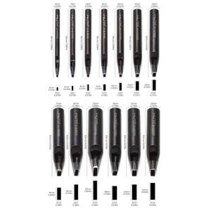 May include: A set of black leathercraft hole punches in various sizes. The punches are labeled with measurements in inches and millimeters, ranging from 6mm to 22mm. The tools are designed for precision and durability.