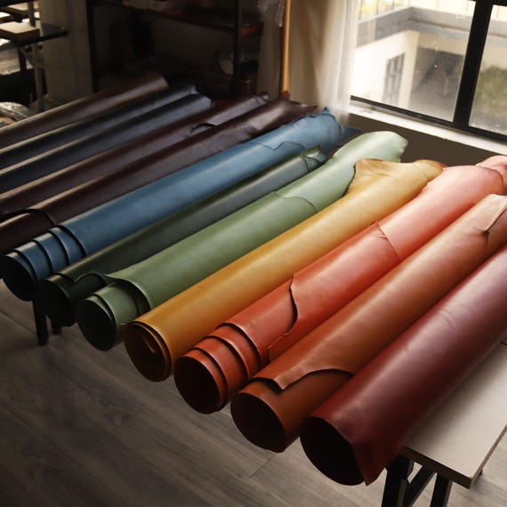 Full-Grain Leather Vegetable Tanned Top Grain Cowhide Sheets for Crafting Bags Wallets Multiple Colors Irregular Cuts thickness 2mm