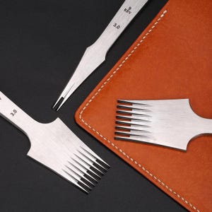 3nd Leather Chisel Punch French Style Flat Pricking Iron Stitching Lacing Punching Tool High Polish 2.7/3.0/3.38/3.85mm Combo Set