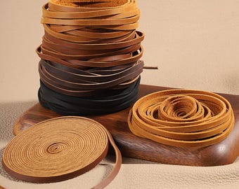Flat Genuine Leather Cord Cowhide String Crazy Horse Leather Rope 3/5mm for Baseball Glove Shoe Laces DIY Lanyard Braided Strip