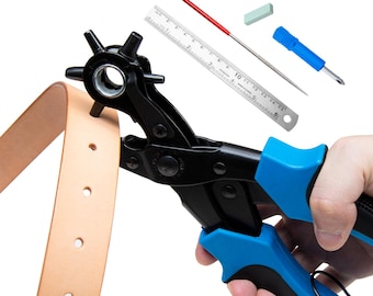 Revolving Leather Belt Hole Punch Plier Heavy Duty Turning Hollow Eyelet Puncher DIY Tool for Watch Bands, Straps, Dog Collars,Fabric