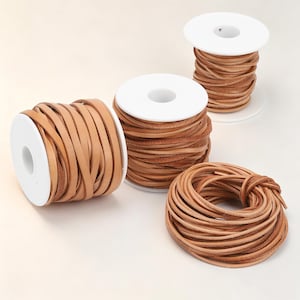 Full Grain Leather Flat Cord Vegetable Tanned Cowhide Rope For DIY String Bracelet Jewelry Woven Ropes Necklace 2/3/5mm