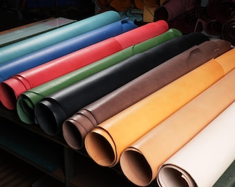 Full Grain Leather Drum Dyed Vegetable Tanned Cowhide Genuine Leather Sheet for Handmade Bag Wallet Journal Cover 2.0-2.2MM Irregular Cut
