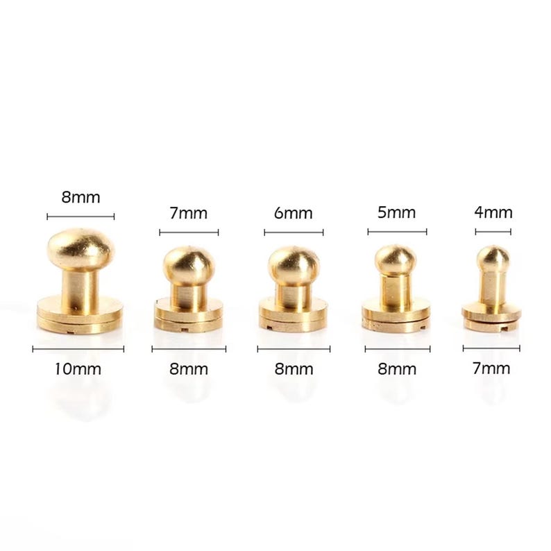 20pcs Solid Brass Chicago Screws Round Head Slotted Rivets for Leather ...