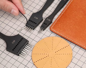 Leather Punches Head Replaceable Pricking Iron Removable Diamond Olive Round Hole French Style Chisel Stitching punch