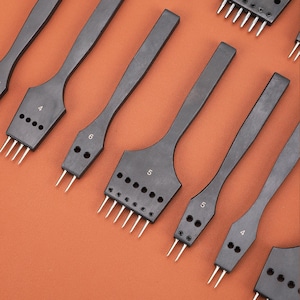 Leather Punch Head Hollow Replaceable Pricking Iron for Leather Stitching Removable Chisel Round Dent Punches Detachable DIY Craft Tools image 2