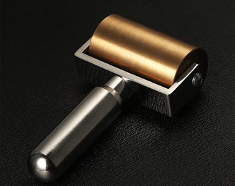 1000g Leather Press Edge Roller Smooth Silent Solid Brass Creaser Smoother Handmade push wheel roller Glue Laminating DIY 65mm
