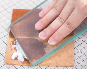 Glass Leather Slicker Leathercraft Polisher Burnisher Smoothing Skiving plate Rectangular Creaser Mat Glue Applicator Handcraft Tool