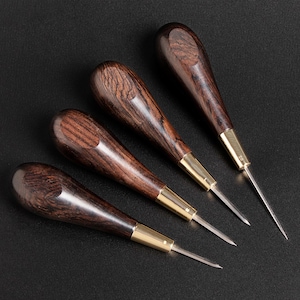 2nd Generation Leather Stitching Awl Diamond Shape Ebony Blackwood Brass Craft Tool Hand Sewing Awl Leathercraft DIY Stitcher Taper