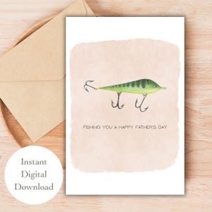 Fishing You A Happy Fathers Day Card Afdrukbare Vaderdagkaart Digitale download Funny Fish Card Vaderdag Vissen Kaarten Instant Download