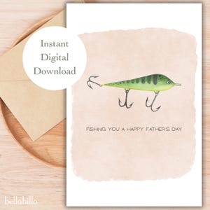 Fishing You A Happy Fathers Day Card Afdrukbare Vaderdagkaart Digitale download Funny Fish Card Vaderdag Vissen Kaarten Instant Download