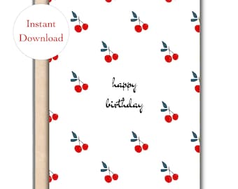 Cherry Geburtstagskarte (druckbar, digitaler Download)