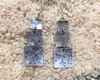 3 square aluminum earrings