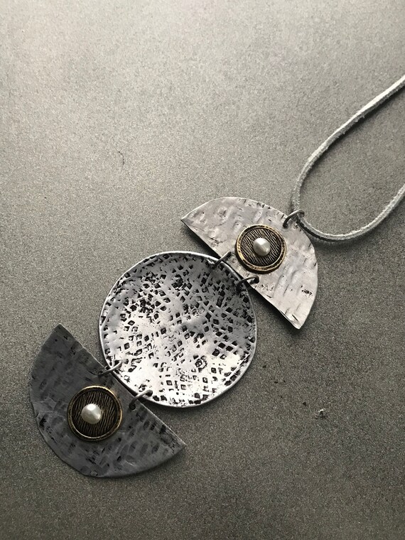 Geometric Aluminum Button Necklace | Etsy