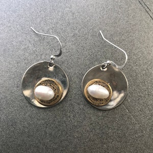 Silver Button Earrings image 2