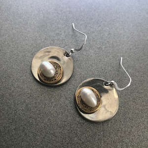 Silver Button Earrings image 1