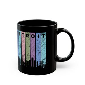 Detroit Michigan Motor City Skyline Striking Rainbow Graphic Coffee Mug