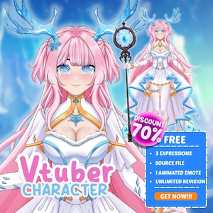 Custom Christmas VTuber Model: Animated Live2D Avatar Ready to Use