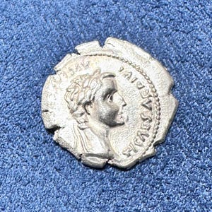 Roman Imperial Denarius of Emperor Tiberus Penny Hand Struck Solid Silver Coin