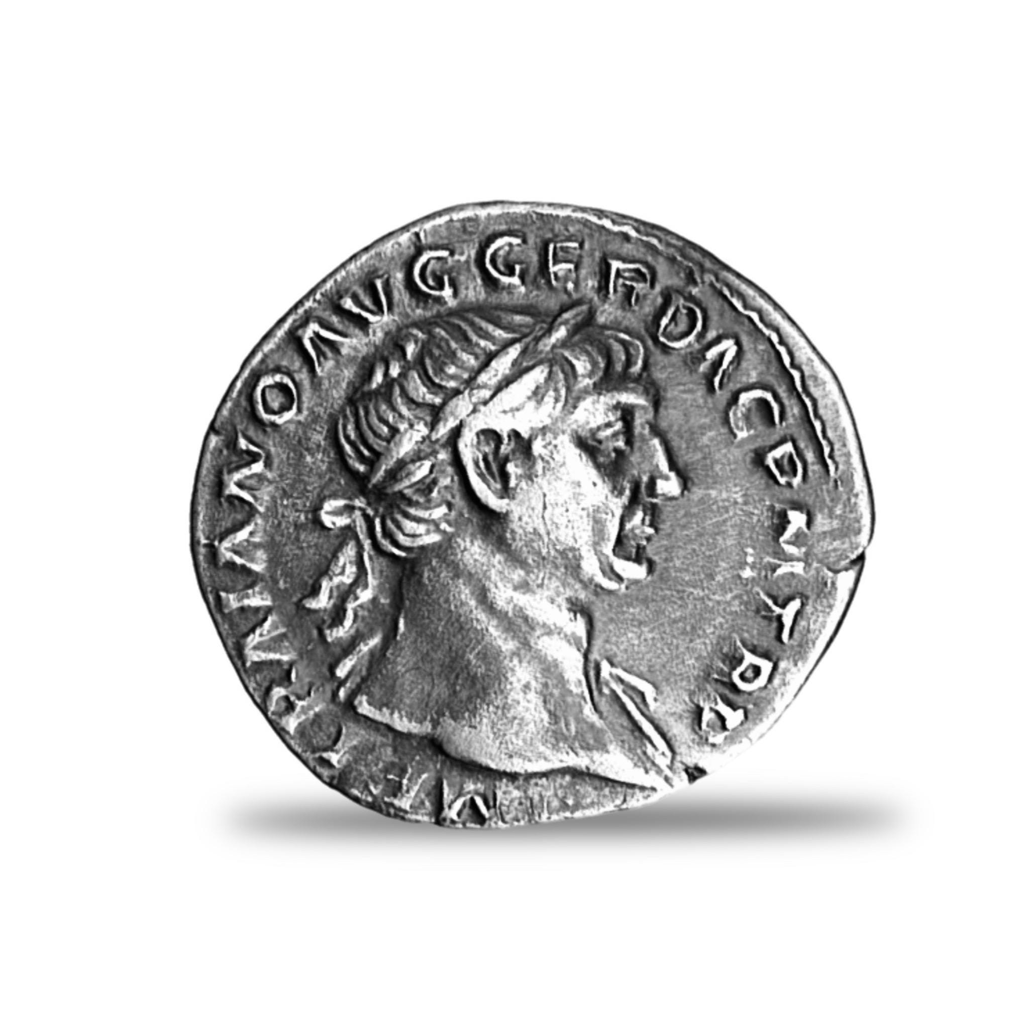 ローマ帝国 トラヤヌス デナリウス銀貨 古代 ローマ帝国デナリウス、トラヤヌス帝（紀元103～111年）の手打ち純銀貨