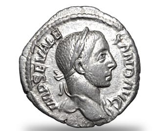 Römischer Imperial Denar von Kaiser Severus Alexander Handgeschlagene Massive Silbermünze