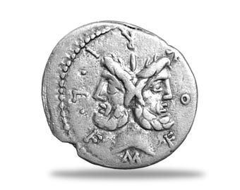 古代ローマ共和国、銀貨デナリウス16アス、紀元前87年、女神ユノと四頭