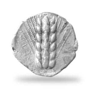 Tridrachm of Metapontum Hand Struck Incuse Punch Type Silver Coin 540-510 BCE
