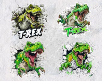 T-Rex Watercolor Clipart: Ferocious Dinosaur Printable Images (PNG + SVG)