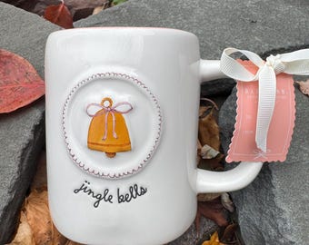 Rae Dunn “Jingle Bells” Mug | Holiday Bell Ceramic Coffee Cup