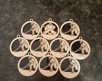 Laser Engraved Hockey Medals: Player & Goalie - Custom Team Gifts