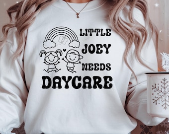 Little Joey Needs Daycare Hoodie | Kids cartoon rainbow daycare design