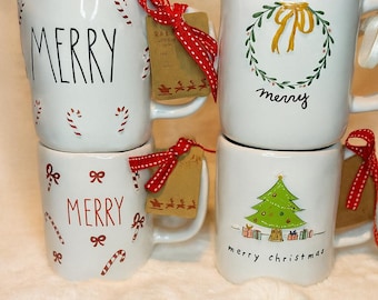 Hand-Drawn Christmas Tree Mug: Holiday Ceramic Coffee Cup