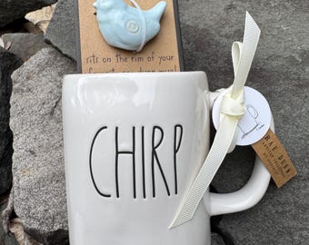 Rae Dunn Pottery Mug: Rustic Ceramic Coffee Cup, Bird Lover Gift