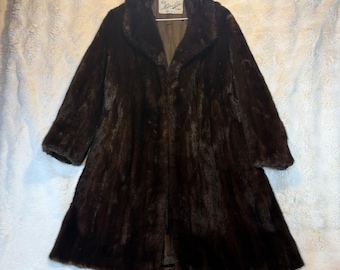 Nathan Levin Furs Luxury Mink Coat Brown Elegant Evening Outerwear winter S/M