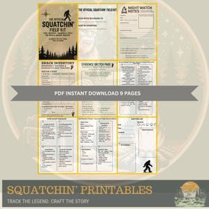Official Sasquatch Field Kit Printable Bigfoot Logbook, Checklists, Trackers, Sketch Pages & More – PDF Instant Download Perfect Gift